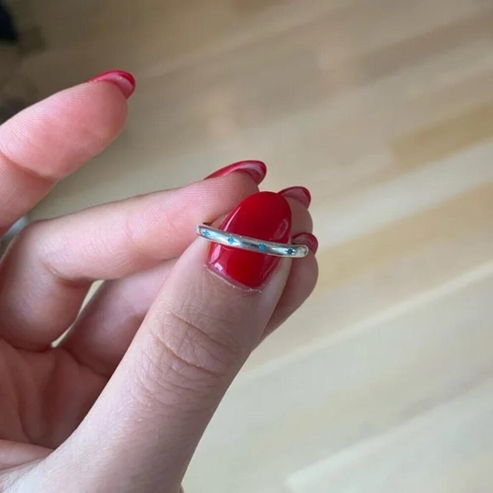 The Maya sterling silver ring with blue turquoise studs 925 - Picture 2 of 3